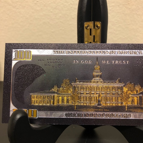 24k Gold / Black Foil Plated $100 (One Hundred US Dollar) Banknote - Picture 6 of 8
